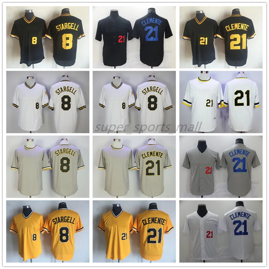 Vintage College Baseball Wears Jersey 8 Willie Stargell 21 Roberto