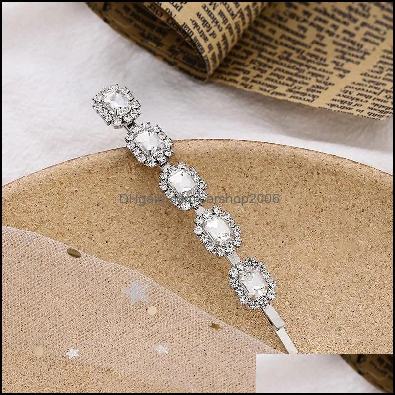 Hair Clips Barrettes Jewelry Clear Crystal Rhinestone Barrette For Women Drop Delivery 2021 N84Ep