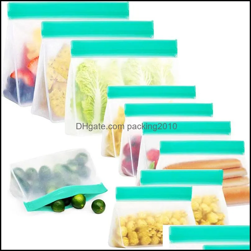 Food Storage Bag Frosted PEVA Silicone Kitchen Preservation pouch Reusable Freezer-Bag Zipper Upgrade Leak-proof Top Fruit Bags