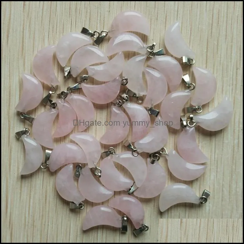 natural stone water drop cross star heart pink quartz healing pendants charms diy for jewelry accessories making