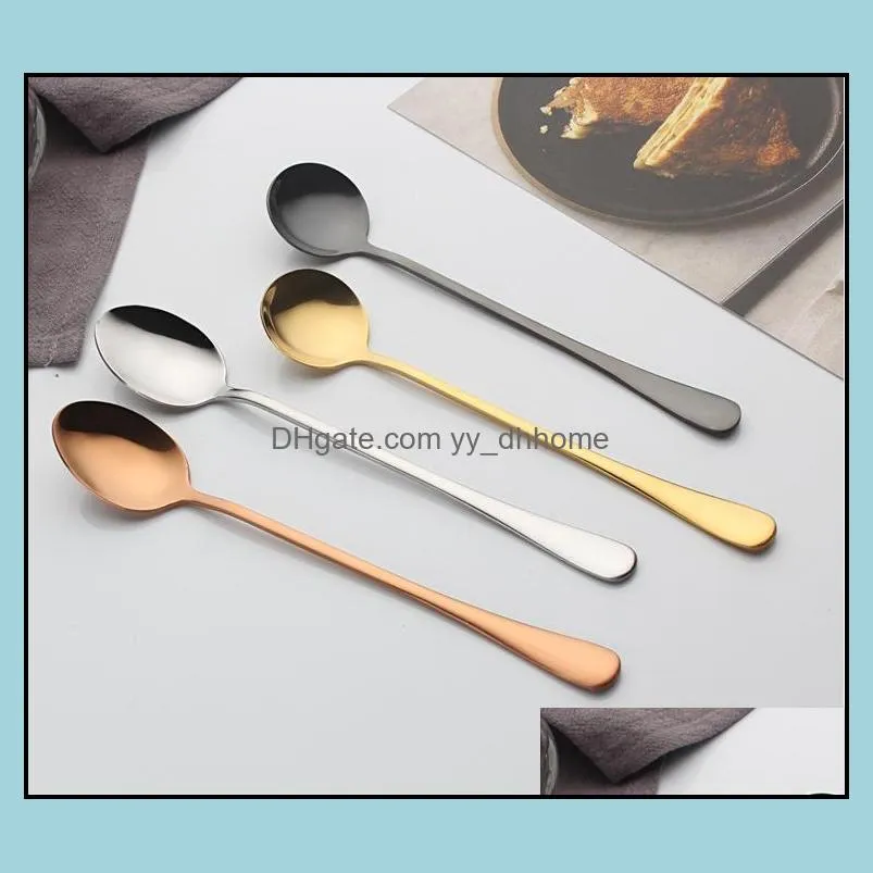 stainless steel coffee spoon long handle ice cream spoon kitchen colourful spoons teaspoons 7 color sn2597