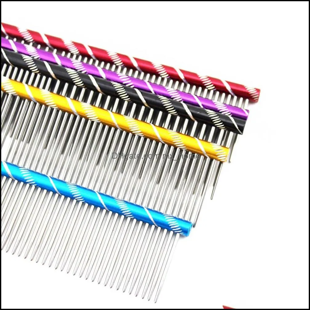 Pet Dog Comb Multi-Colored Stripe Grooming Comb For Shaggy Cat Dogs Barber Grooming Tool Salon 5 Color