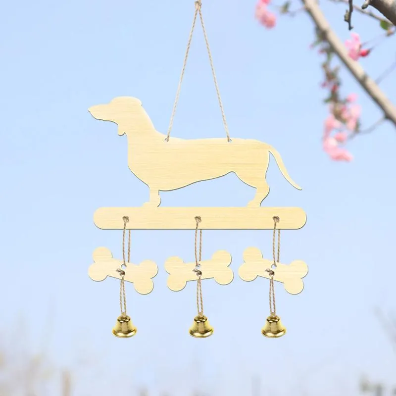 Dekorativa föremål figurer trä DIY Ornament Dachshund Wind Creative Wall Pendant Chime Hanging Decor Room Kawaii Decoracion Habitacio