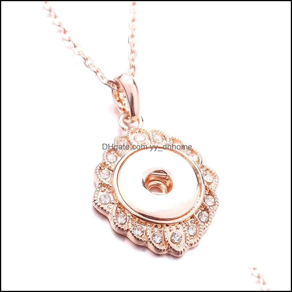 Pendant Necklaces Noosa Snap Button Necklace Rose Gold Owl Star Crystal Chunks Simple Fit 18Mm Buttons Jewelry Drop Delivery Yydhhome Dhhg6
