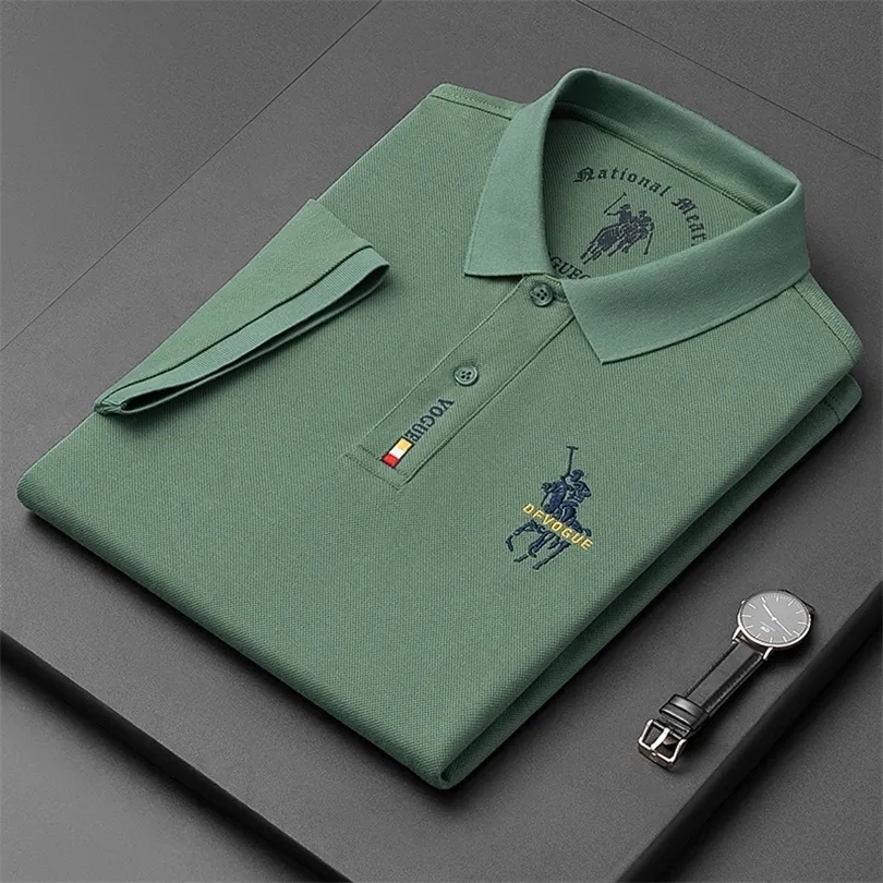 قمصان بولو قطنية عالية الجودة 100٪ للرجال قمصان جولف مطرزة ملابس صيفية للعمل بتصميم غير رسمي 220517