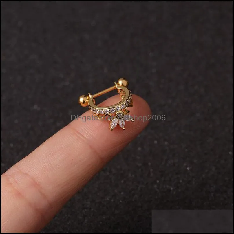 1pc ear piercing dangle zircon earrings for women bling creative simple mini hoop ears cuff earring helix tragus jewelry a89z