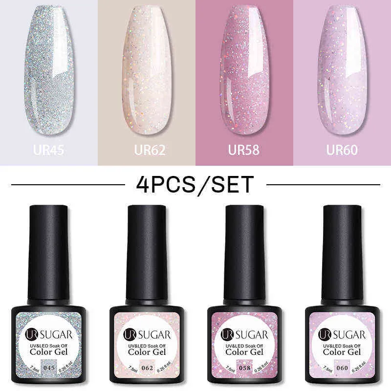 NXY Nail Gel 7 5ml Ensemble de Vernis 4pcs Hybrid Semi Permanent Base Top Besoin Led Lampe Uv Art 0328