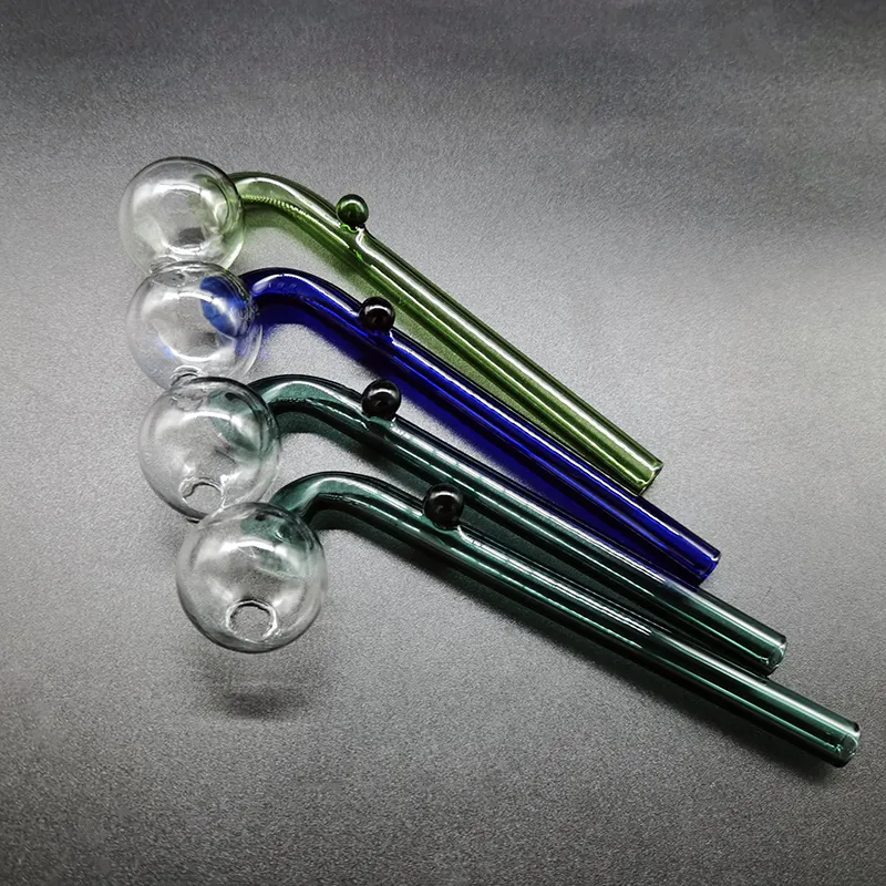 QBsomk Curved Glass Oil Burner Pipe 5.5inch OD Approx 30mm With Colorful Bracket S P Logo Tobacco Tube For Smoking Water Hand Pipes Bubbler Bong Smoke Accessory