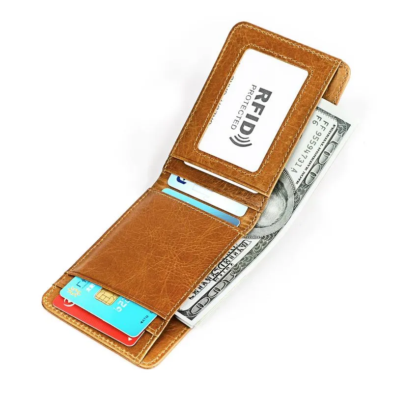 Wallets Baellerry Mini Wallet Men Genuine Leather Slim Bifold Purse Front Pocket Thin Money Pouch Short Small Luxury Male PurseWallets