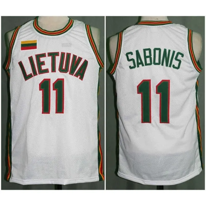 XFLSP # 11 Arvydas Sabonis Team Lietuva Litouwen Retro Klassiek Basketbal Jersey Mens Borduurwerk Gestikte Custom Any Number and Name