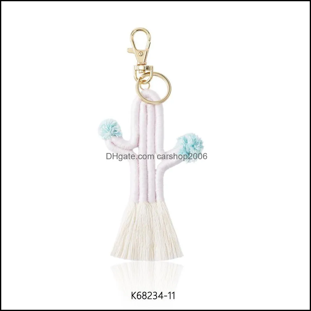 ups hand woven cactus key chain accessories pendant bohemian botanical flower tassel bag pendant female