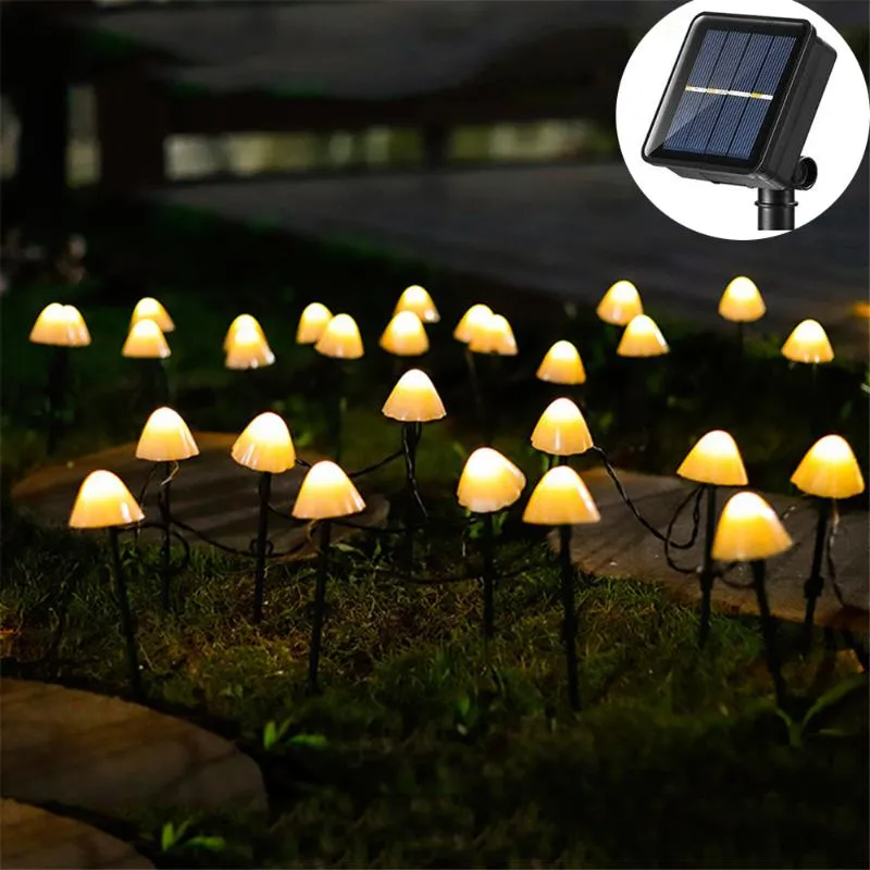 Strings 10/20/30 LED Outdoor Solar Mushroom String Lights Garden Waterproof Landscape Lamp For Wedding Party Xmas HolidayLED StringsLED