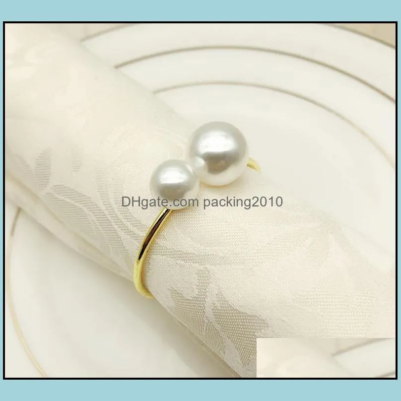 creative personality metal napkin ring the toast button ring napkin western buckle pearl meal sn2429