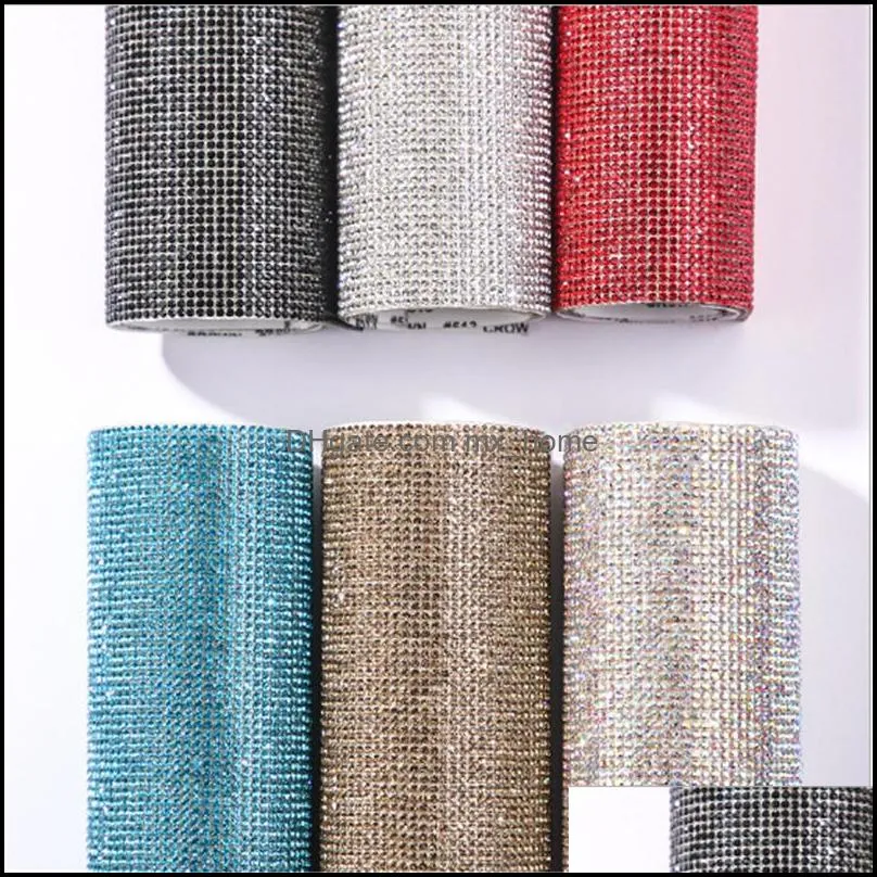 20*24cm DIY colorful Rhinestone Sticker Sheet Self-Adhesive Crystal Ribbon with Gum Diamond Sticks Decoration Cars Phone Cases Cups