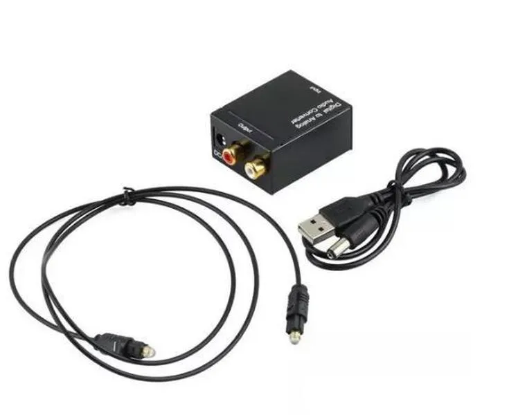 Digitaler optischer Koaxial-RCA-Toslink-Signal-zu-Analog-Audio-Konverter-Adapter mit Glasfaserkabel