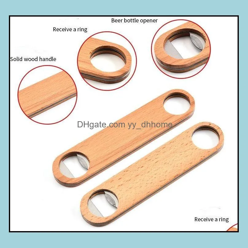 Other Bar Products Barware Kitchen Dining Home Garden Ll Wooden Flat Beers Bottle Opener Wood Handle Stainless S Dhq7W