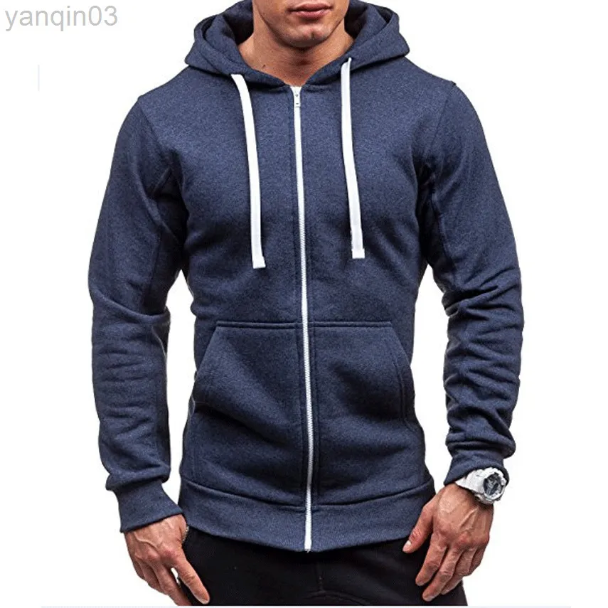 2022 New Men Sweaters Sweatshirts Zipper Hoodie Men Sweater Solid Color Man Hoody Sweatshirts For Male Sweatshirts L220801