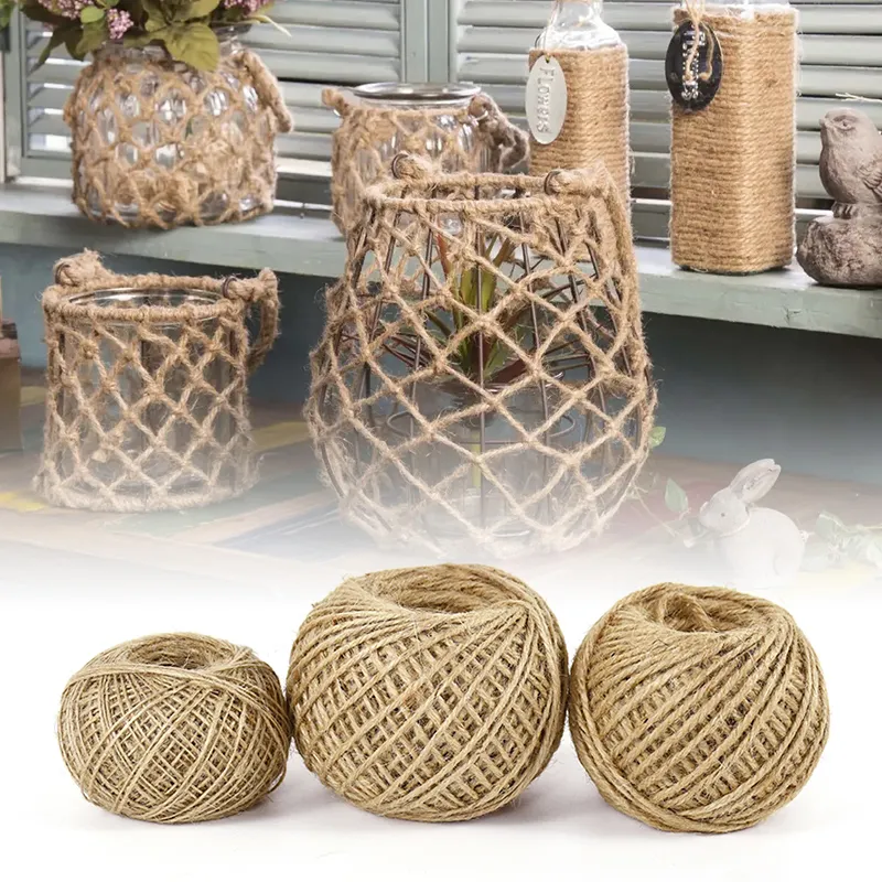 50/100M/Roll Vintage Jute Rope Cord Twine Burlap String Hemp Twine Burlap Gift Wrapping DIY Craft Party Favor Packing Decoration