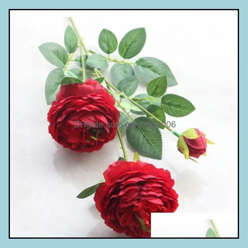 simulation peony artificial flower home wedding beautiful decoration fake flower plastic peony flower european three-headed peony