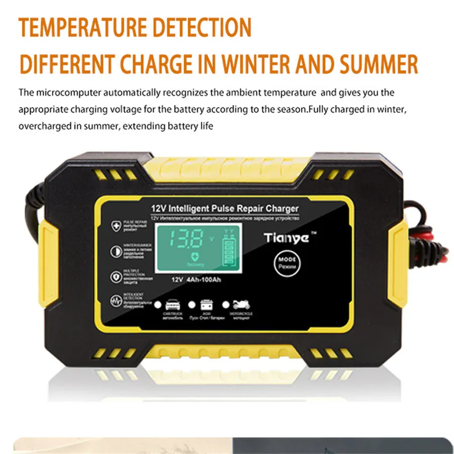 Nouveau chargeur de batterie de voiture entièrement automatique 12V 6A chargeur de réparation d'impulsion de charge rapide Intelligent pour AGM GEL acide de plomb humide