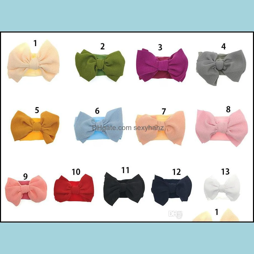 Baby Girls Bow Headband 13 colors Turban Solid color Elasticity Hair Accessories fashion Kids Hair Bow Boutique bow-knot Hair Band