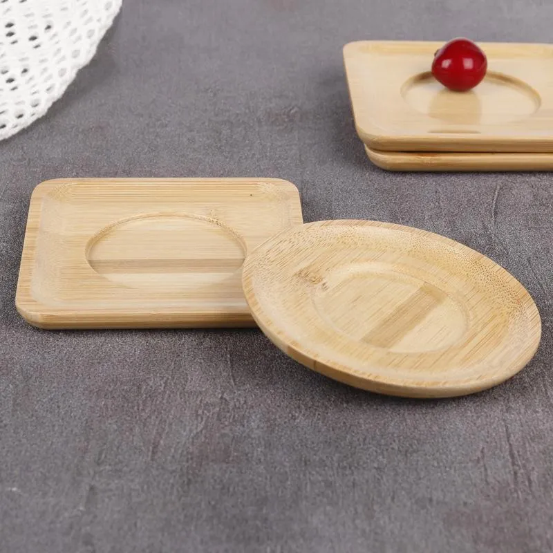 Bamboo Sauce Plate Round Square Seasoning Dish Mini Saucers Dishes Sushi Dipping Plates Cup Mat