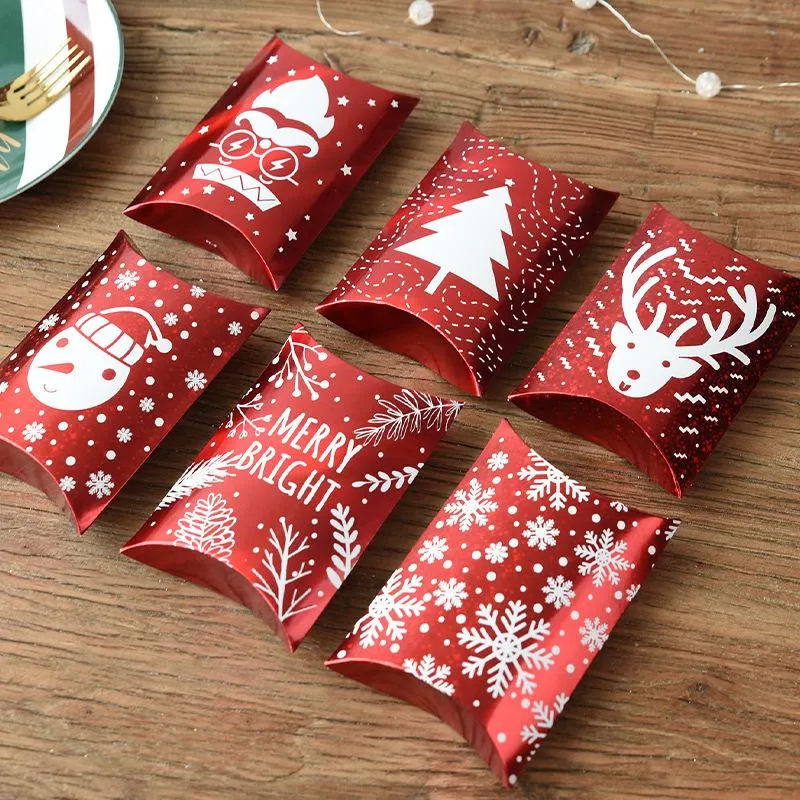 Geschenkwikkel Kerstdoos Verpakking Kussen Vorm Merry Navidad Jaar Decoratie voor Home Candy Bar Boxlaser Xmas 2022Gift