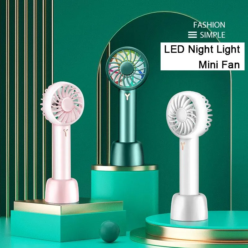 Night Lights USB Small Fan Hand Held Portable Charge Adjustable Wind LED With Holiday Gift Summer