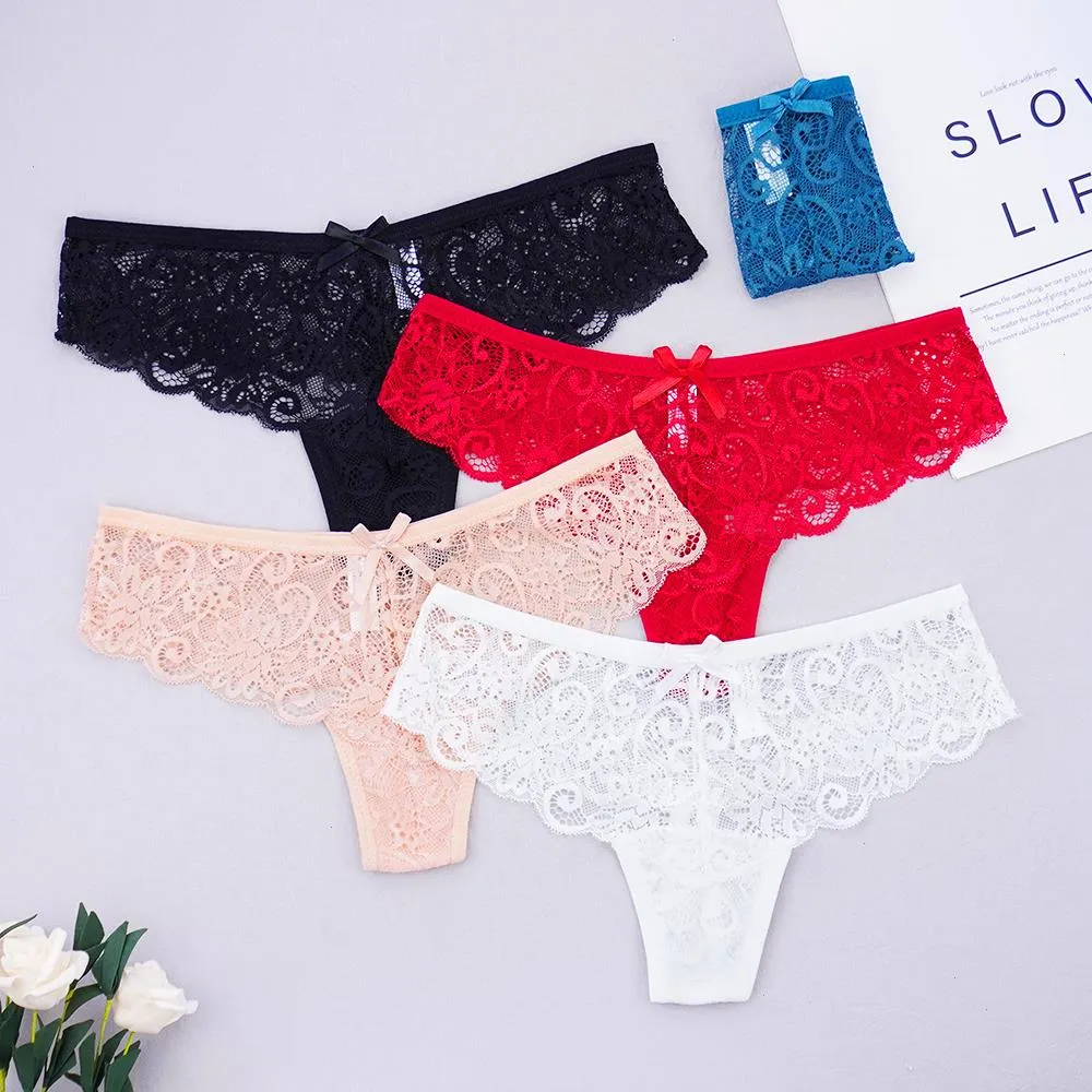 Womens Full Lace Thong Panties Sexy Tangas See Through Underwear G ...