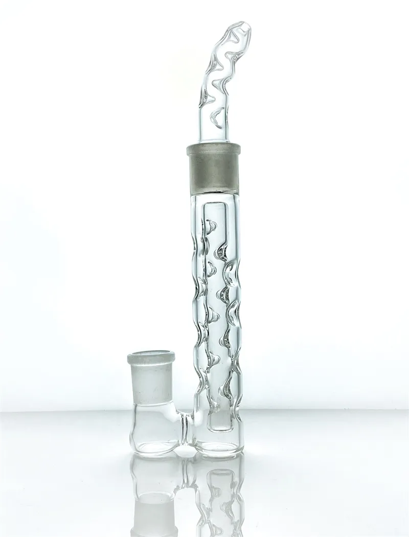 Narguilé poreux fendu enivrant fumant J Hook Pipe en verre soufflé à la bouche bong 18mm joint femelle