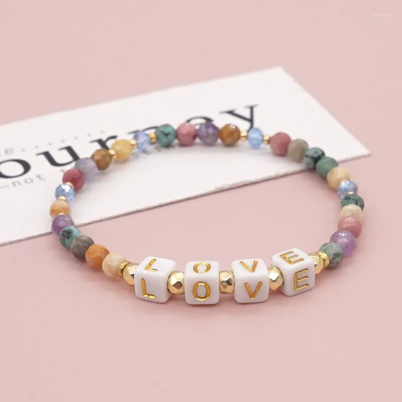 Beaded Strands Go2Boho Bracelets For Women Natural Stone Jewelry Turquoises Bracelet Star Charm Letter LOVE Pulseras Fawn22