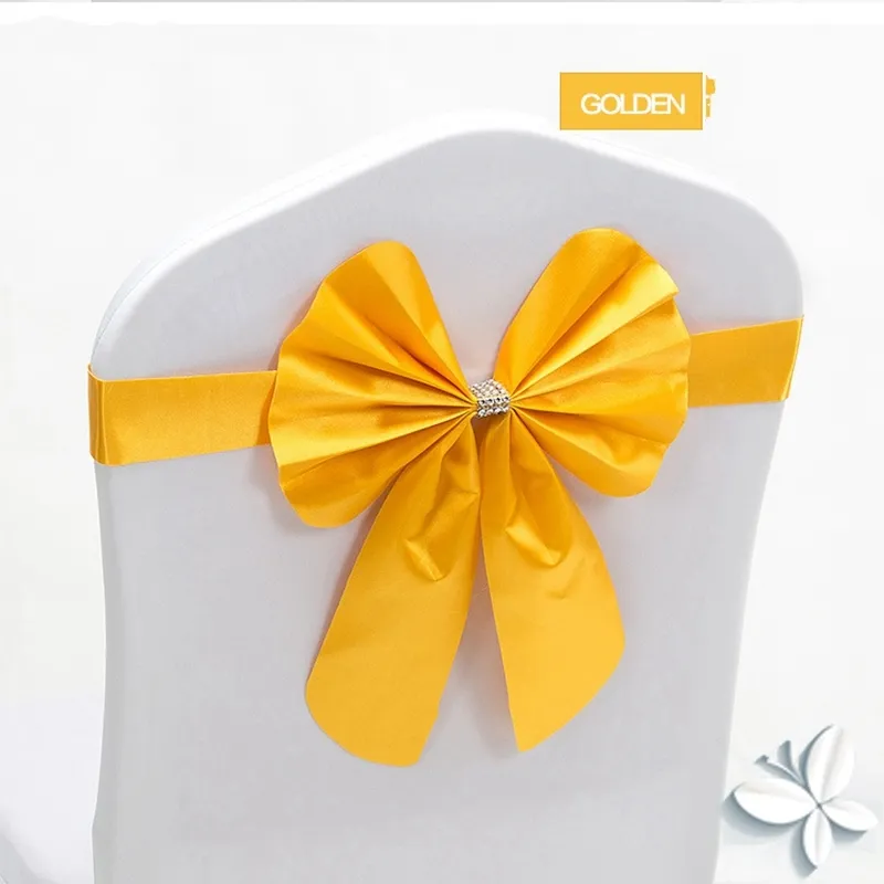 Wholesale Ribbon Chair Covers Sash Bands Chiars cover bow Party Chairs Decoration Hotel Wedding Birthday