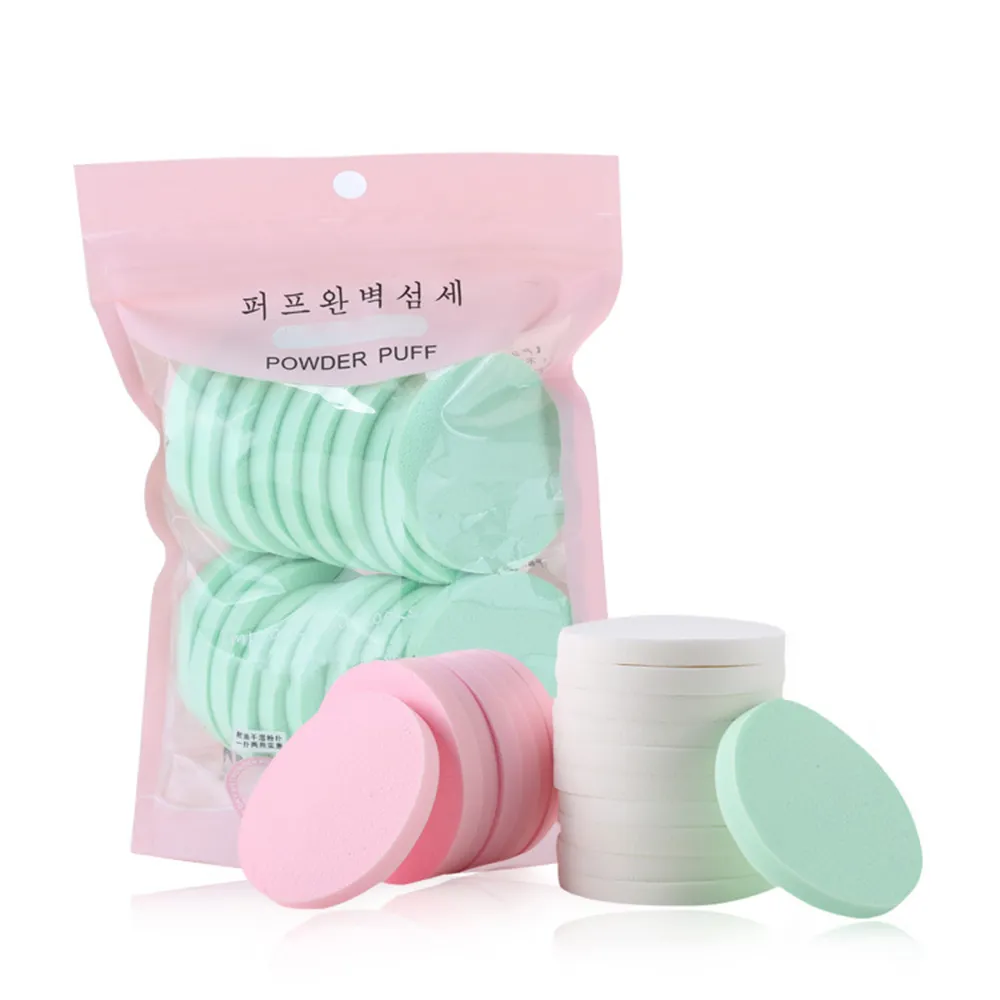 20pcs/pack women Foundation Powder Smooth Sponge Puff Dry Wet Use Pro Makeup Facial Facial Cleaning Pad Tools Round Shape