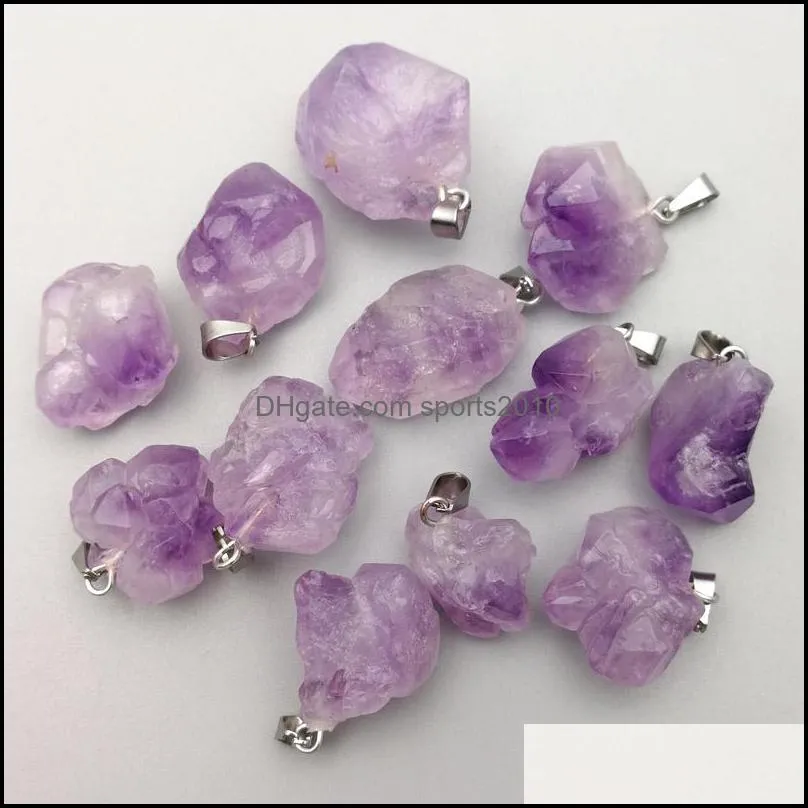 natural stone amethyst crystal irregular shape charms pendant for jewelry making bul sports2010