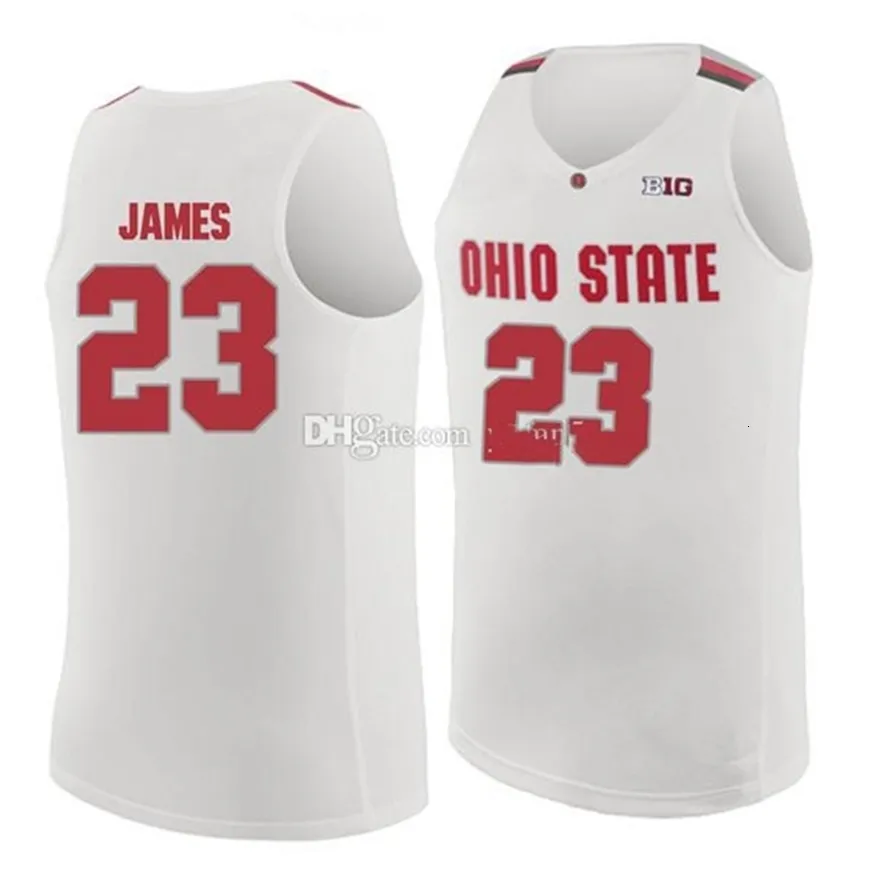 Nikivip Ohio State Buckeyes College Osu College Lebron James #23 Белый красный серый ретро -баскетбольный баскетбол
