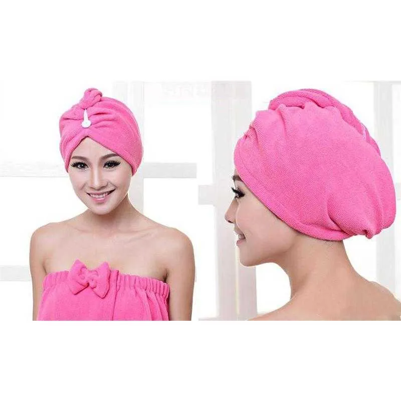 Hair Turban Towel Women Super Absorbent Shower Cap Quick-drying Microfiber Dry Bathroom Hairs Cotton 60*25cm