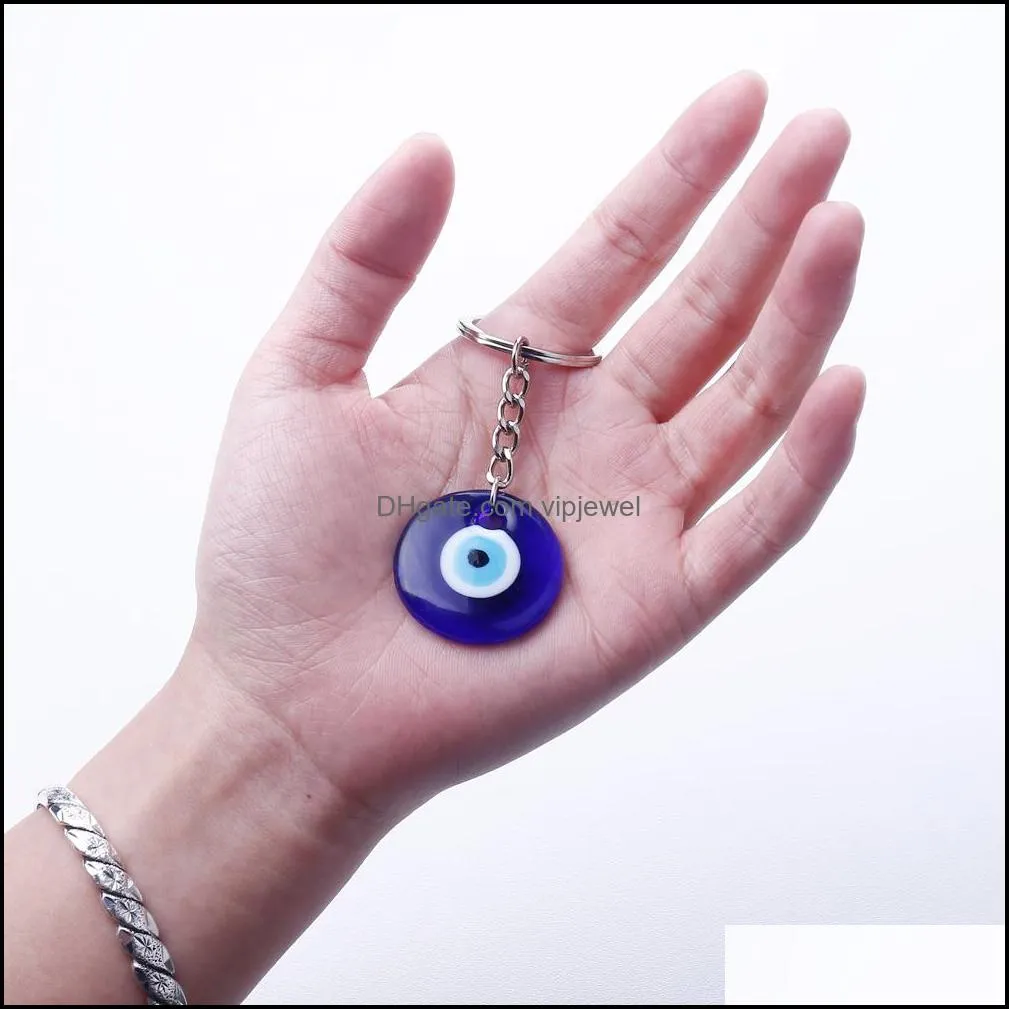 Turkish Evil Blue Eye Keychain Car Key Ring Amulet Lucky Charm Hanging Pendant Jewerly