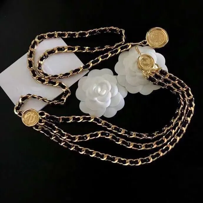 Designer Belts Baroque Gold Plated Copper Snake Link Calfskin Waist Chains With Coin Pendent Vintage Black Metal Real_voghion.com