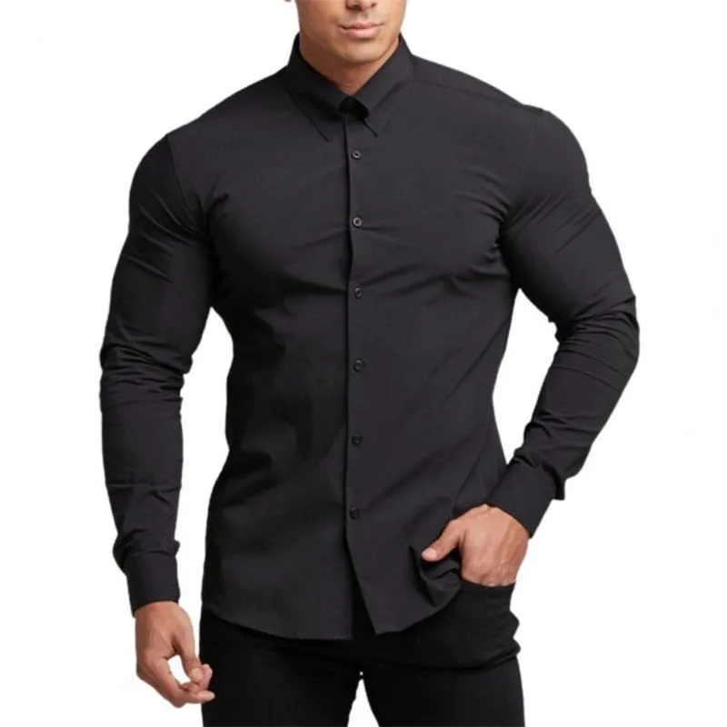 Heren jirts shirts heren shirt kantoor mannelijke sociale casual zakelijke zaken wit zwart single-breasted turn down kraag man shirtmen's