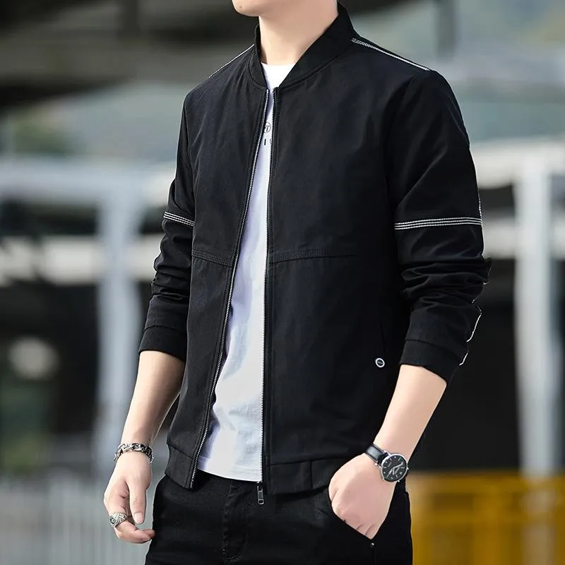 Korean Style Stand Collar Jacket For Men Casual Thin Casual Coat