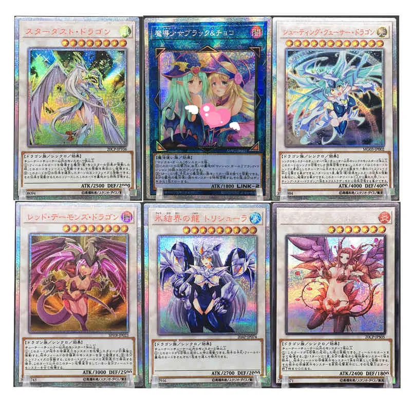 6 Estilos Yu Gi Oh Dark Magician Girl Hija Versión Japonés DIY Juguetes Aficiones Hobby Coleccionables Juego Colección Anime Cards G220311