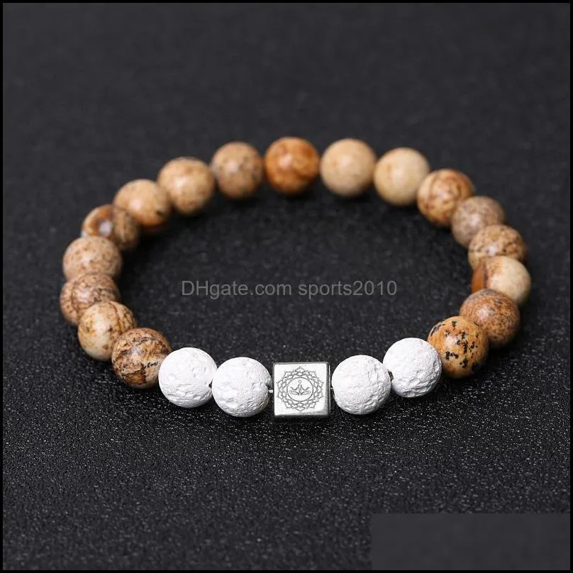 8mm white dyed lava stone chakra stone strand bracelets for women men yoga buddha energy jewelr sports2010
