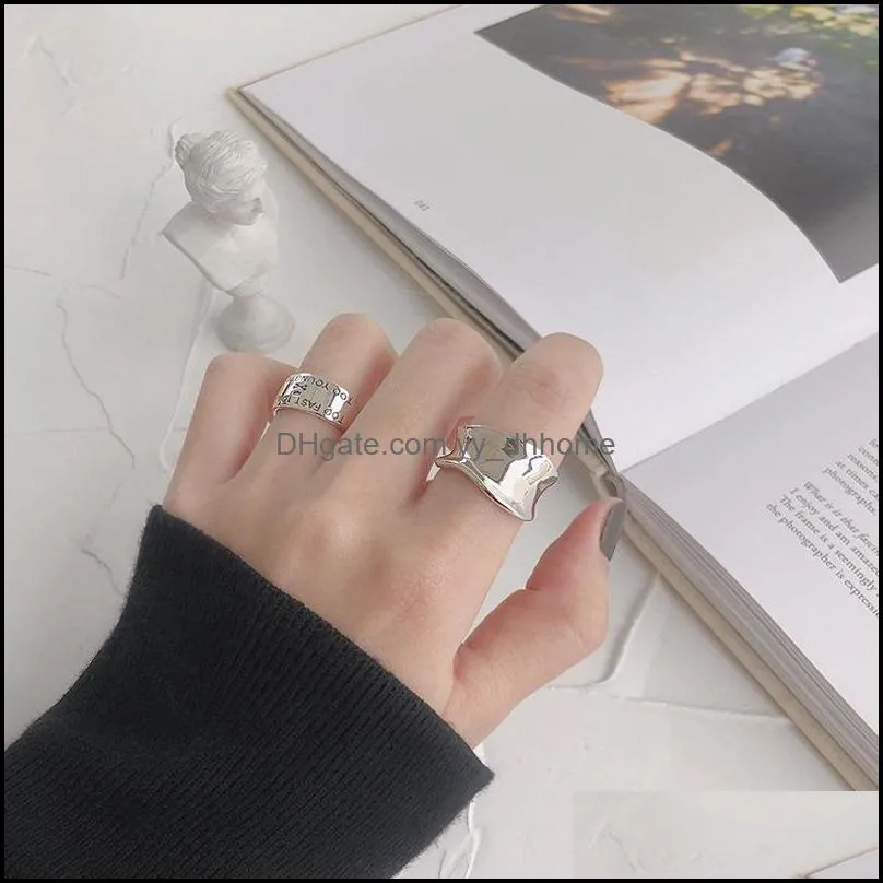 100% Authentic 925 Sterling Silver Open Ring for Women Korea INS Irregular Adjustable Finger Rings Fine Jewelry YMR1032