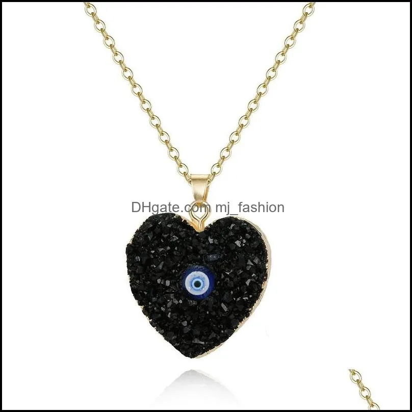 simple evil eye druzy drusy pendant earrings necklace women resin imitation natural stone necklace earrings for women jewelry