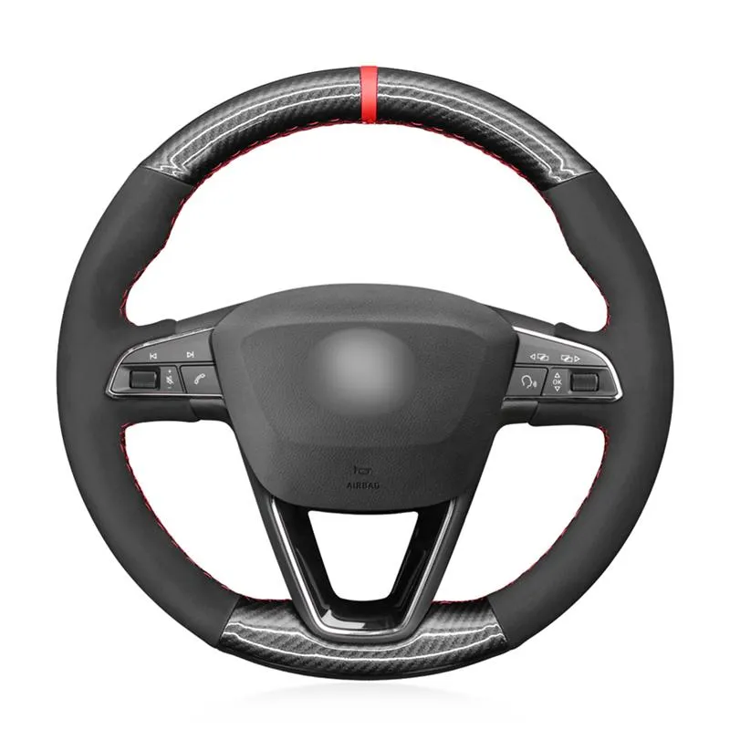 Coprivolante Coprivolante in fibra di carbonio in pelle scamosciata nera per Seat Leon 5F 3 2013-2022 Ibiza 6J Tarraco Arona Ateca AlhambraCopristerzoSt