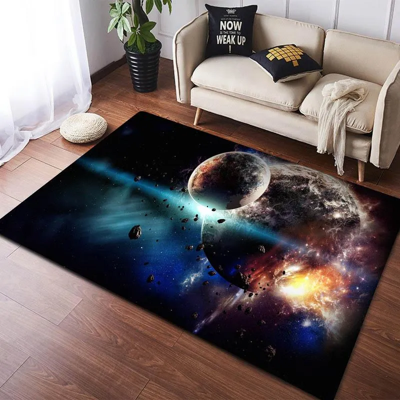 카펫 행성 우주 인쇄 거실 침실 대형 카펫이 아닌 매트 카펫 카펫