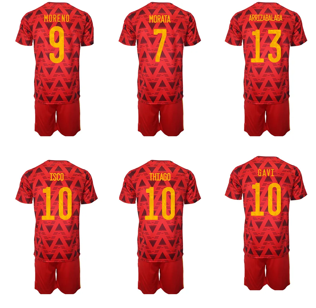 chaud personnalisé 22-23 10 ensembles de football ISCO avec short boutique boutique en ligne à vendre 8 KOKE 10 THTAGO 6 M.LLORENTE 13 ARRIZABALAGA 7 MORATA 9 MORENO 10 GAVI vêtements de football hommes