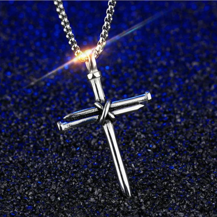 fashion accessory Jesus cross titanium steel necklace men's pendant necklace religious faith pure steel with chain drop shipp295r