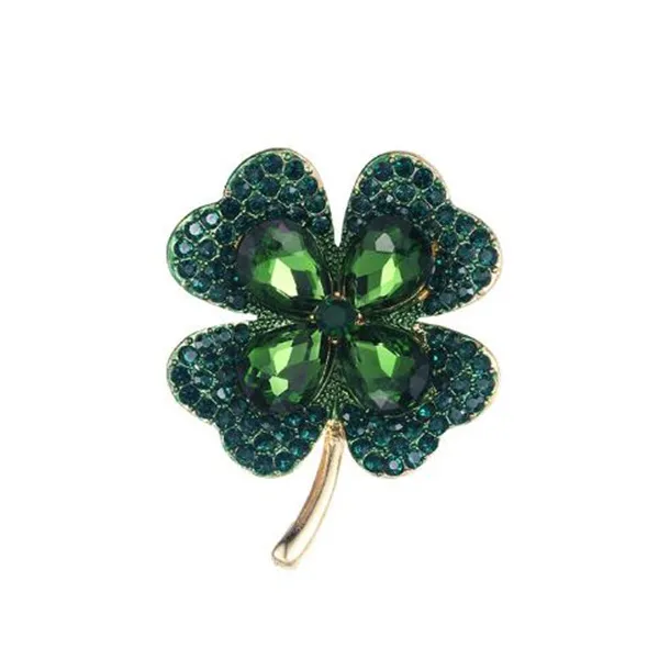 Broche de plante en forme de feuille de strass en cristal vert ou rouge, bijoux pour femmes GC1120