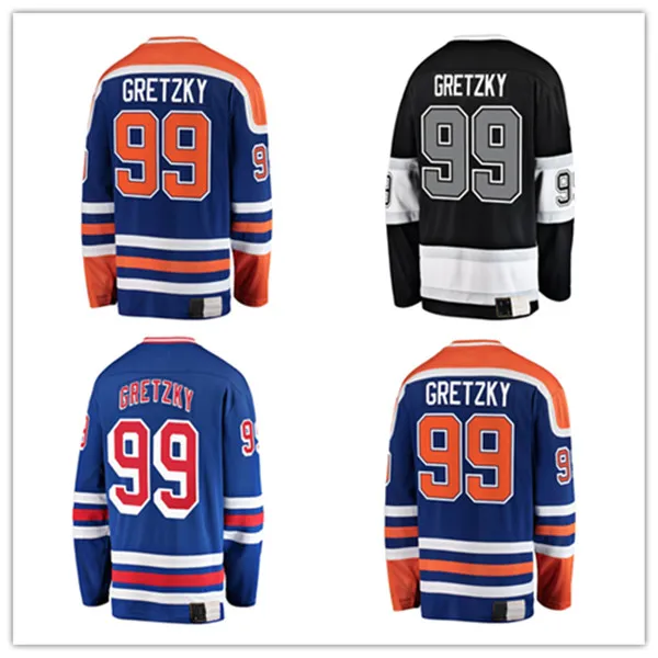 Maillots de Hockey Wayne Gretzky 99 Maillot Bleu Noir 4 Equipes Couleur Taille M-XXXL Cousu Hommes